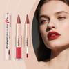 2 in  Brick Red Lip Liner Pencil with Plumping Crystal Lip Gloss Double Head Makeup Kit for Full Lips Look All Day Glam