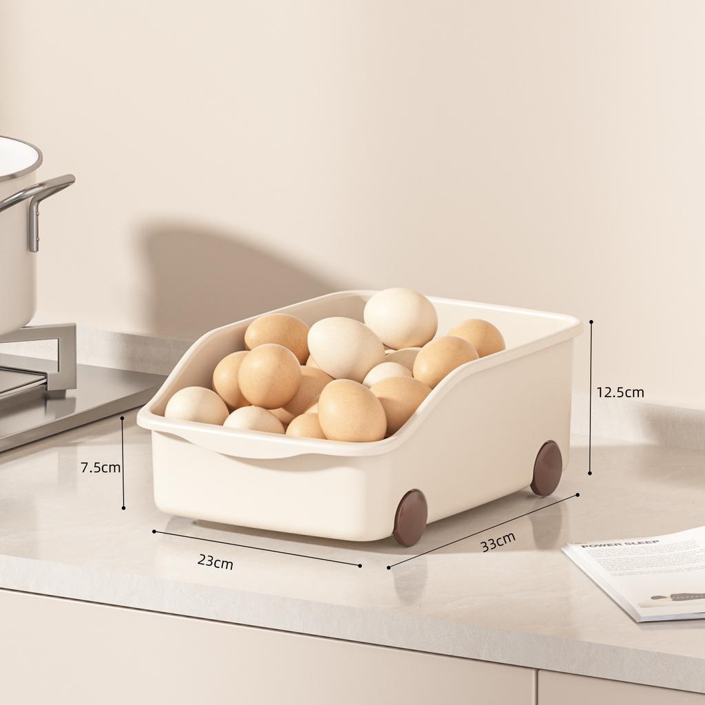 New Storage Box PP with Handle with Pulley Storage Box Household Desktop Kitchen Plastic Cabinet Storage Compartment
