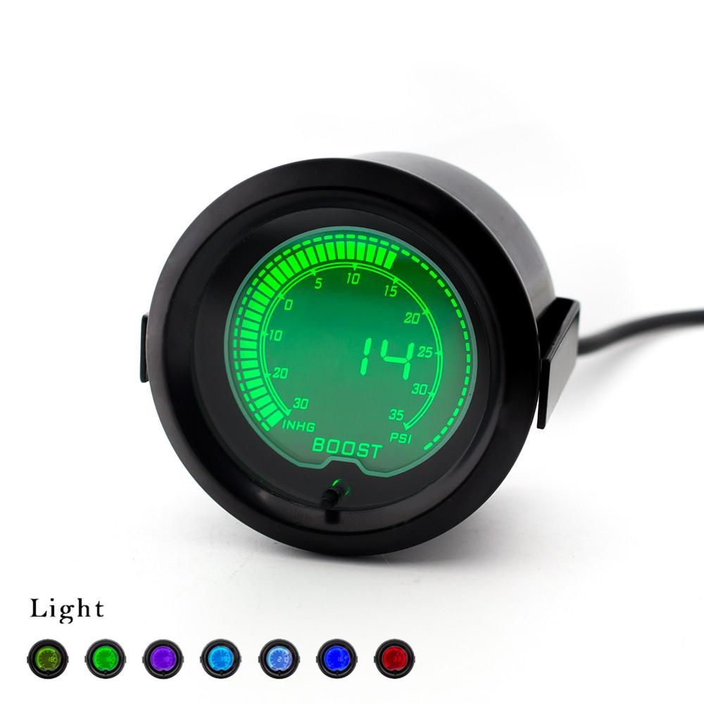 2" 52mm Car 7 Color LED Digital Turbo Boost Vacuum Pressure Gauge Meter 35 Psi