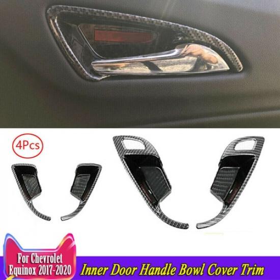 Carbon Fiber Inner Door Handle Bowl Cover Trim For Chevrolet Equinox 2018-2024