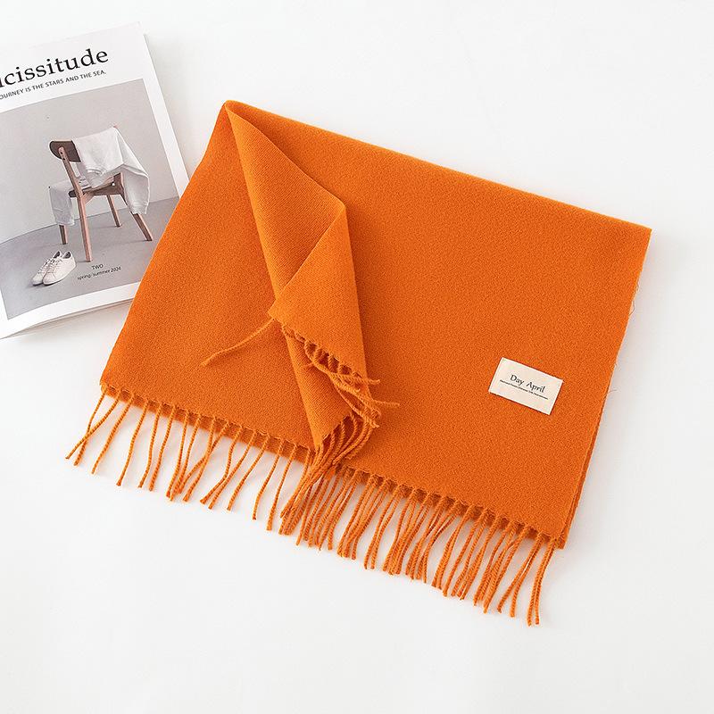 Cashmere feel solid color scarf women's imitation cashmere autumn and winter atmosphere versatile medium and long shawl scarf