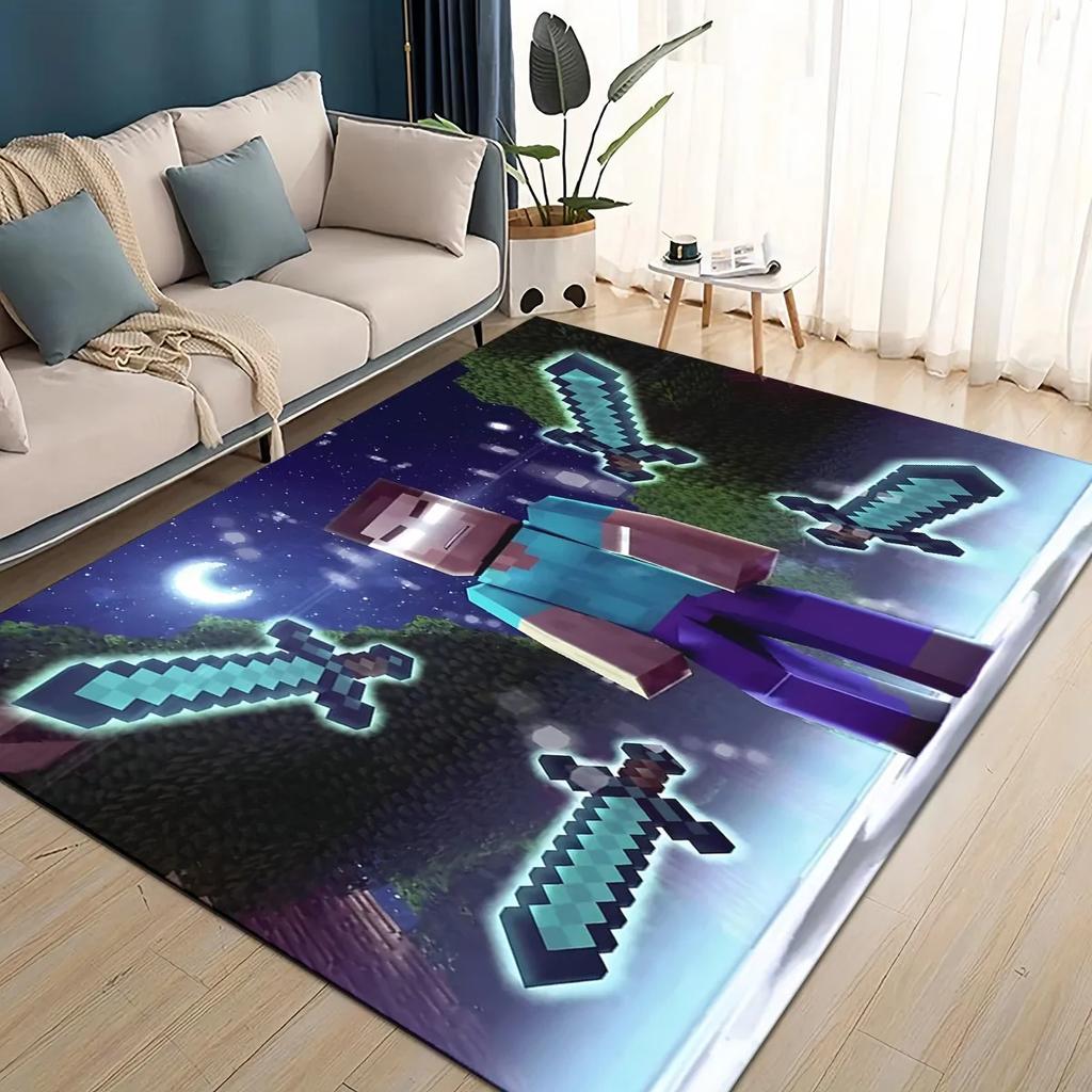 3D S-Sandbox Game  Cartoon Area Rug Large,Carpet Rug for Living Room Bedroom Sofa Doormat Decoration,kid Play Non-slip Floor Mat