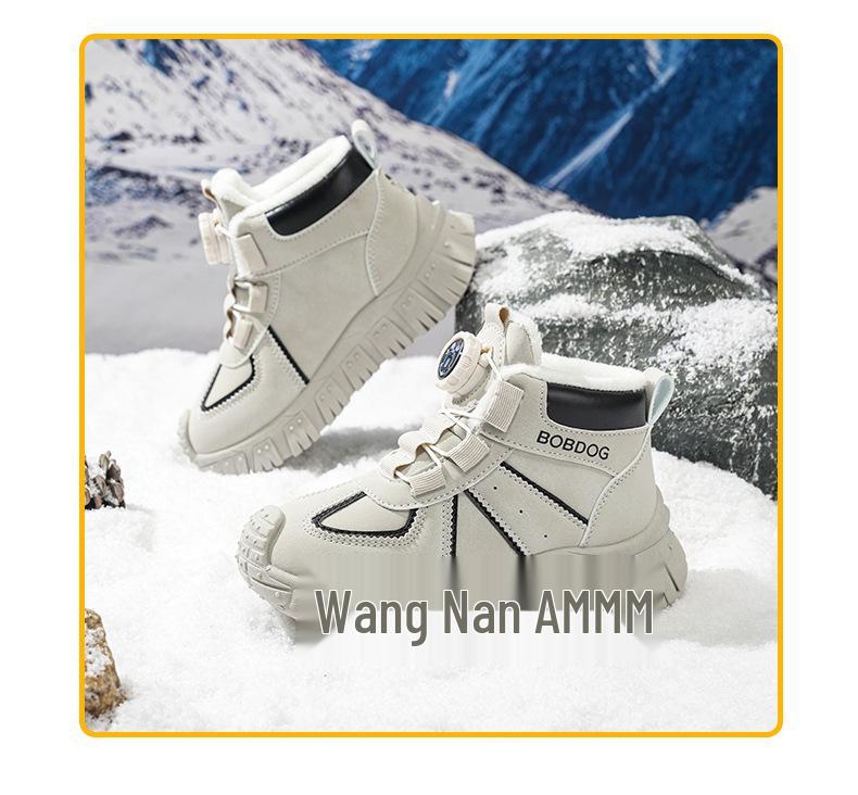 Bobodou Boys' Velvet-Lined Waterproof Winter Snow Boots - Warm & Durable for Medium and Large Children