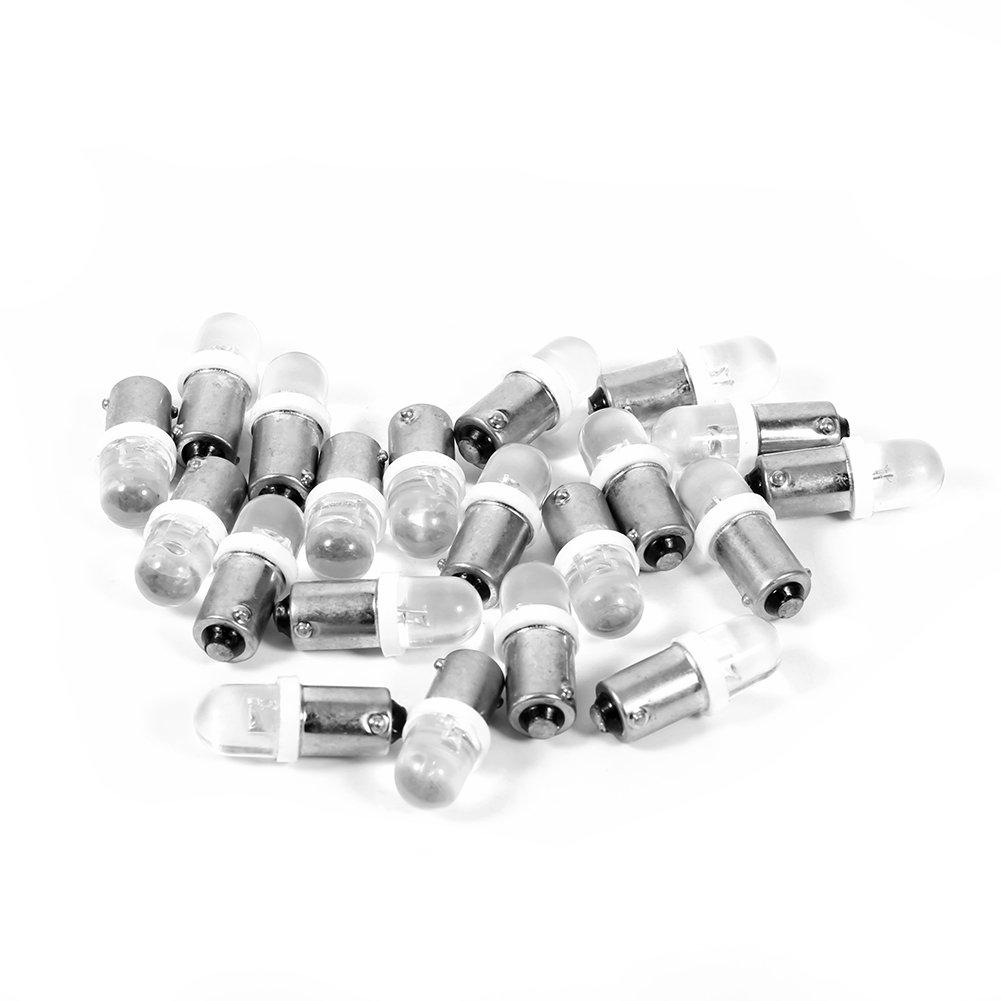 Akozon 20pcs Led Bulbs T11 T4W BA9S H6W 1895 Convex Car Led White Dashboard Bulb Led Interior Car Light Replacement