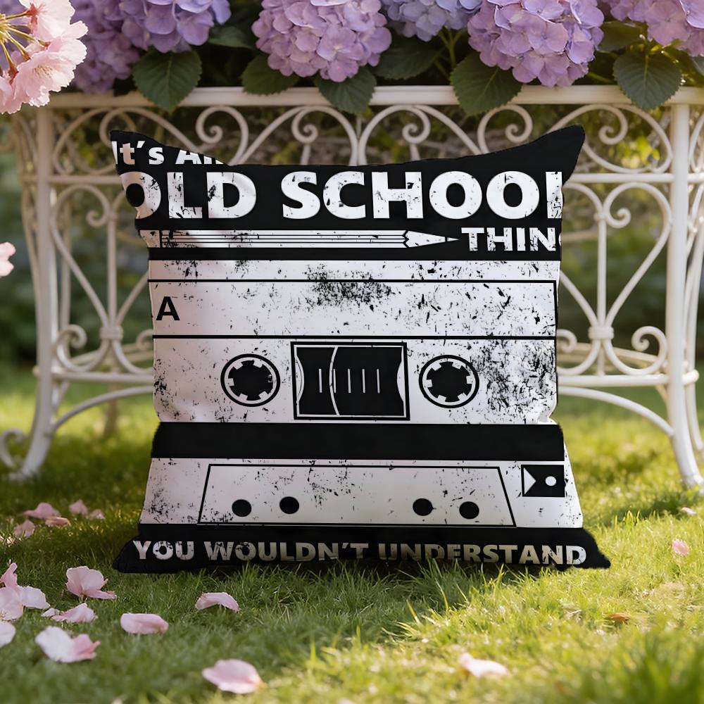 Music Tape Print Cushion Cover Home & Car Dual-Scene Pillow Cover: Reversible for Premium Comfort