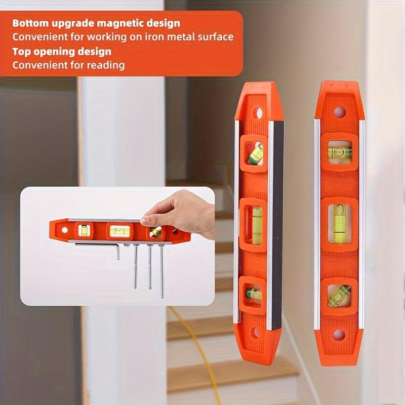 2pcs Woodworking Combination Tools, Including 1pc Torpedo Ruler and 1pc Triangle Ruler, Frame with Measuring Level, Woodworking Measuring Tape