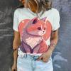 Summer Leisure T-shirt Women's T-shirt Cartoon Cat Pattern Print Fashion Print T-shirt Elegant Women's Short Sleeved T-shirt