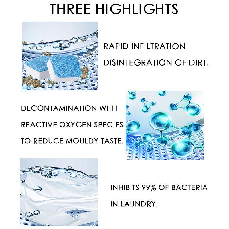 12pcs Multifunctional Effervescent Cleaner Concentrated Granule Home Washing Machine Cleaner Detergent