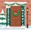 1 pair 180x30CM Christmas Door Couplet Large Size Santa Claus Xmas Hanging Flags Printed Colorful Merry Christmas Banner Bar