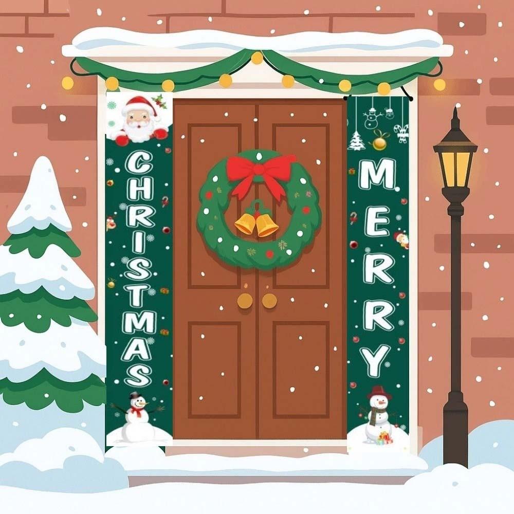 1 pair Rectangular Xmas Hanging Flags Large Size Merry Christmas Banner  Garden