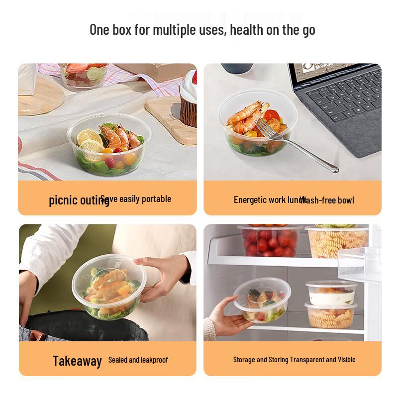MARYYA Disposable Round Food Containers with Lids