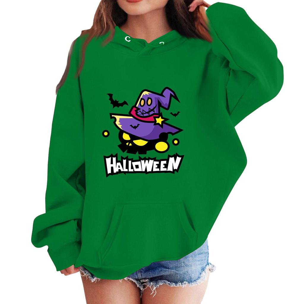 Kids' Halloween Print Hoodie - Casual Loose Fit Pullover Sweatshirt for Boys and Girls