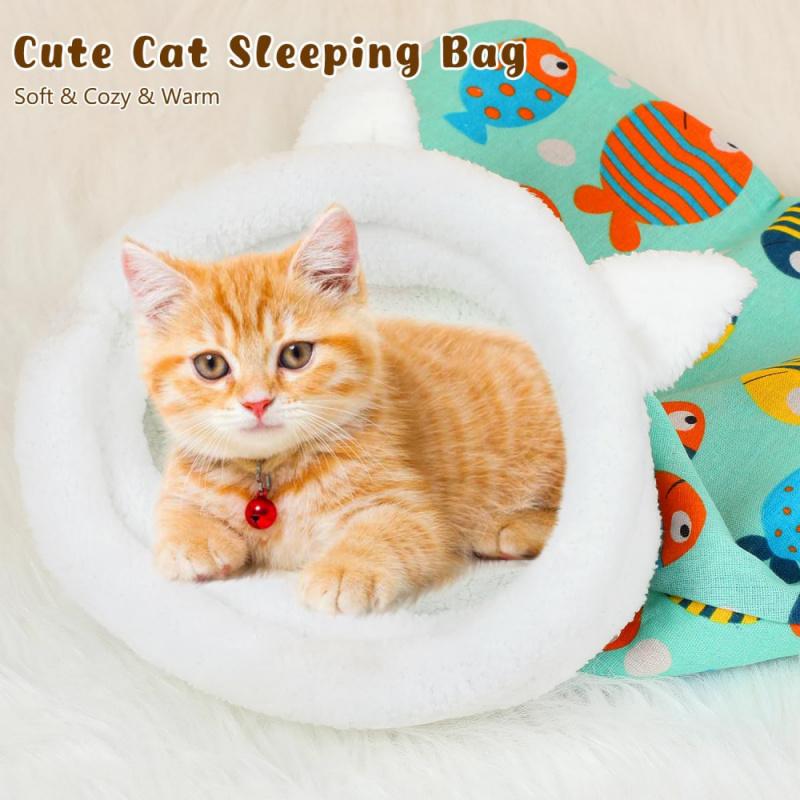 Cat Sleeping Bag Winter Warm Plush Pet Nest Bed Soft Fluffy Thickened Cave for Kittens Puppies Small Medium Dogs Cats