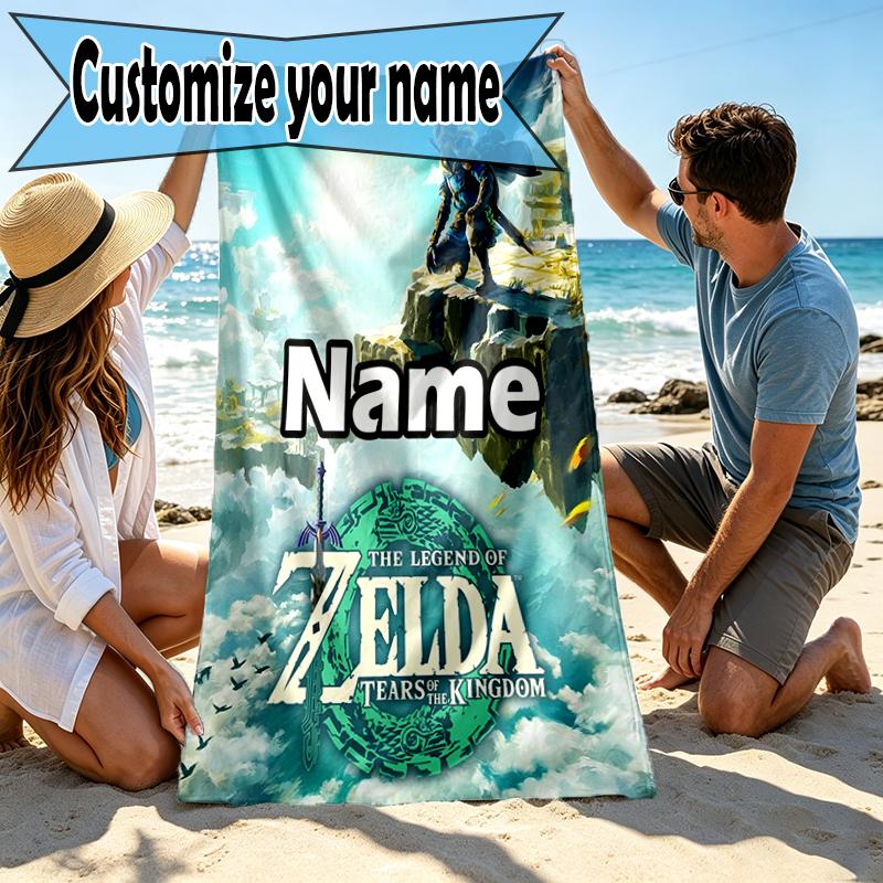 Custom Name Personalized Video games Print Beach Towel, for Trip Camping Beach Party Home Decor, Birthday Gift for Family & Friends