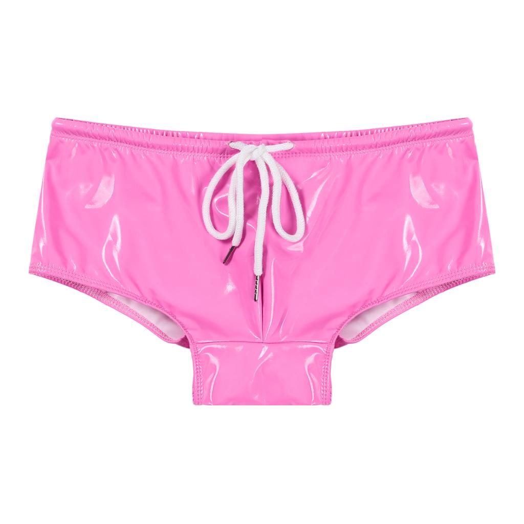 Pánské plavky Wet Look Lakovaná kůže Low Rise Boxerky se stahovací šňůrkou Plavky
