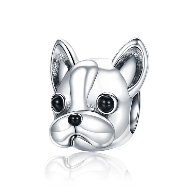 Zirconia Color Sterling Cane Animaletto Cane Cane Bulldog Perline Adatte Braccialetto da Polso Originale Ciondolo Gioielli Fai da Te Braccialetto da Polso alla Moda