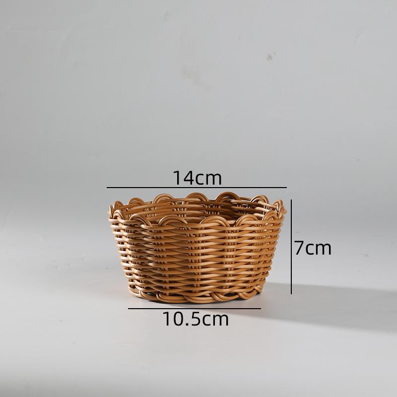 Handwoven Hardness Rattan Wicker Woven Serving Baskets Household Bread Fruit Vegetables Basket Rattan Basket Restaurant Display