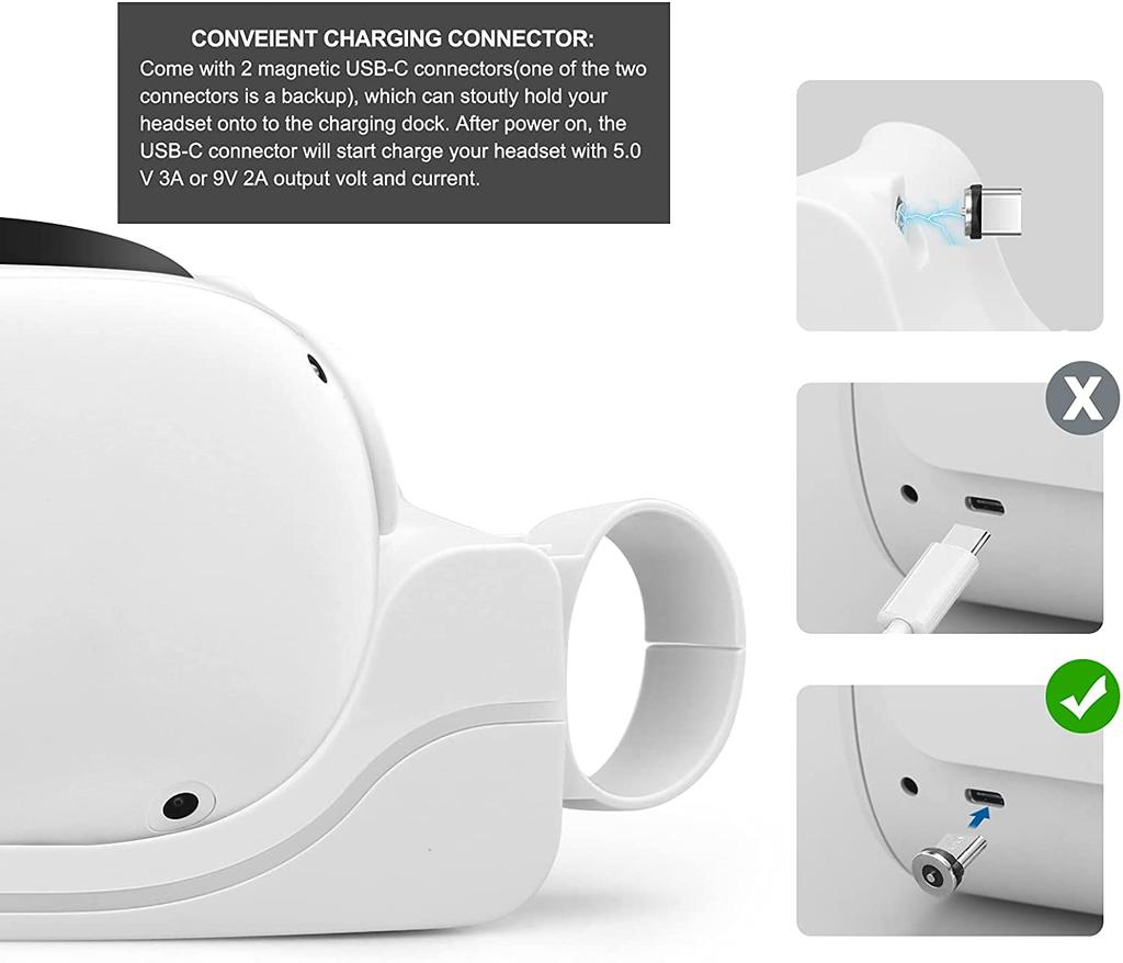 Ny USB Type-c magnetisk ladestativ for Oculus Quest 2 Fast Charging Station Dock Holder VR Headset Controller Tilbehør
