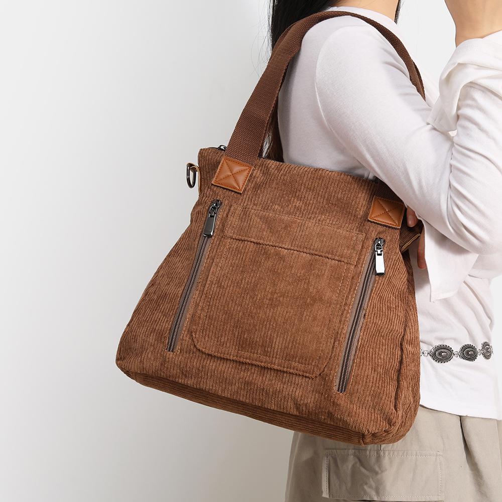 Ladies and men's universal casual fashi corduroy material handbag simple shoulder bag messenger bag