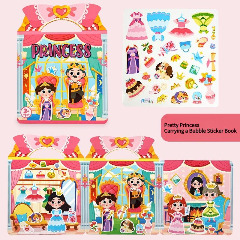 1BOOK Baby Cartoon Sticker Book 0-3 Years Old Jelly Sticker Quiet Book Dinosaur Traffic Princess Christmas Educational Toys