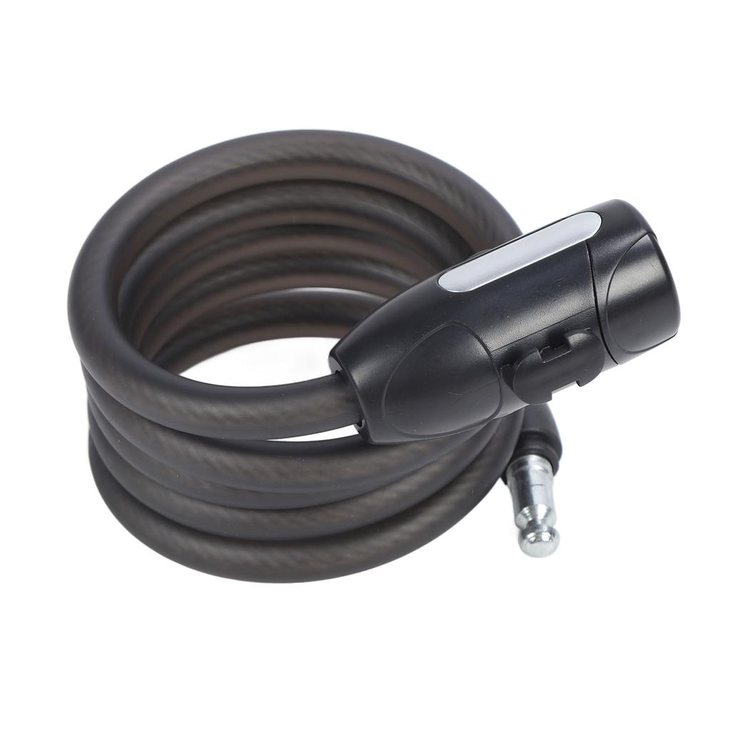 Bike Lock Cable 4.9ft Long Matte Black 2 Keys PVC Thick Steel Rope Coiled Cable Lock with Mounting