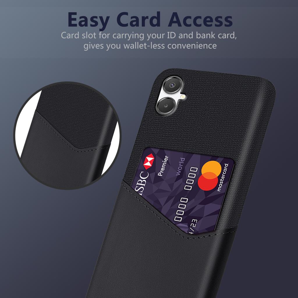 For Samsung Galaxy A07 4G Case PU Leather Cloth Texture Hard PC Phone Cover with Card Holder