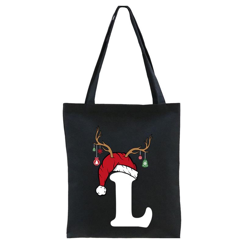 Christmas 26 English Letter Printing Tote Bag Shoulder Bag Women's New Large Capacity Go Out Portable