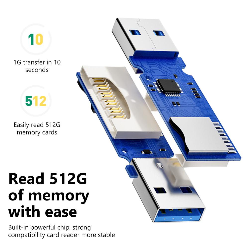 2-in-1 Micro SD Card Reader USB 3.0 TF Memory Card Reader USB 3.0 High Speed Data Transfer OTG USB 2.0 SD/TF Adapter Flash Drive