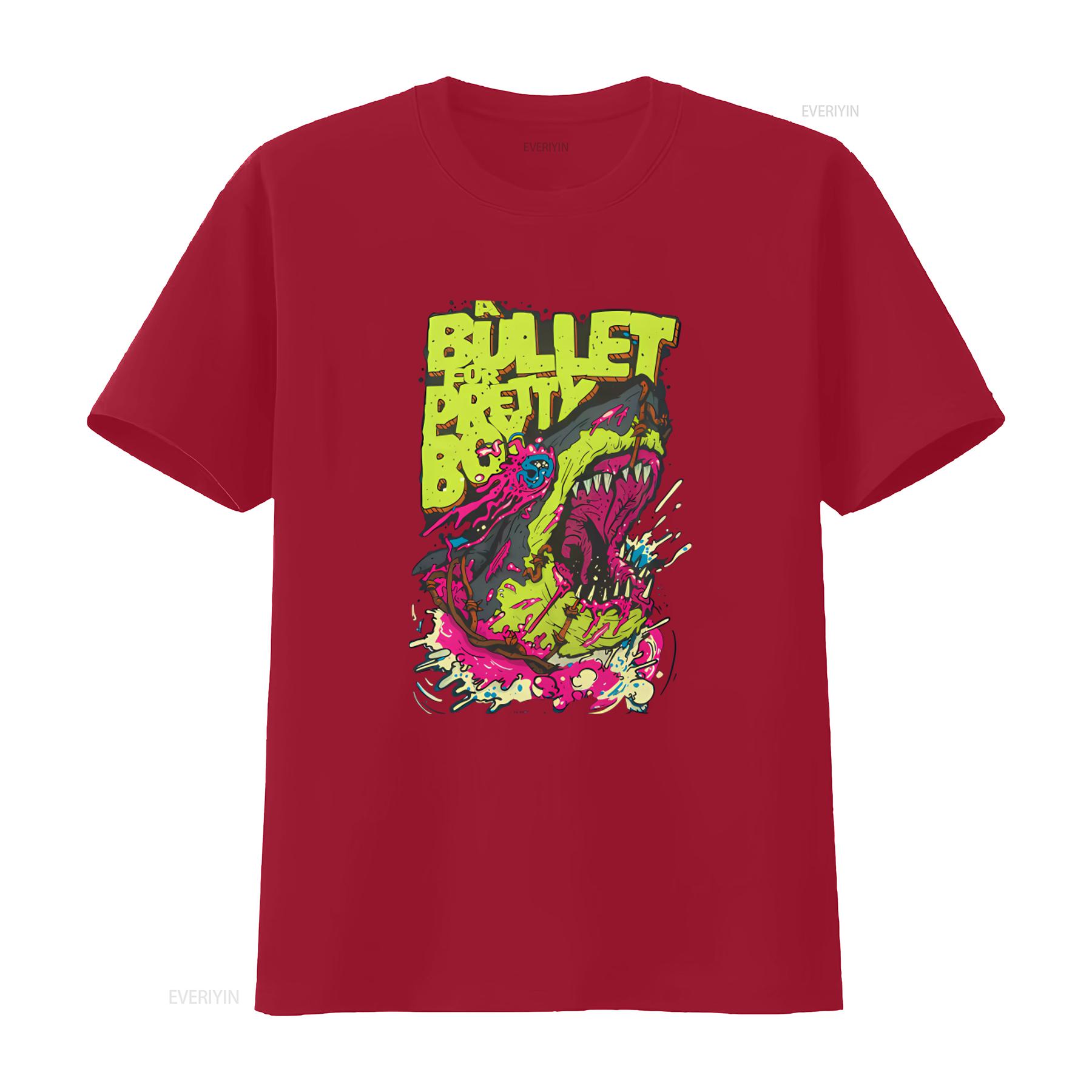

A BULLET FOR PRETTY BOY Neon Shark Emo Metalcore Band T Shirt vintage Washed homme graphic Stylish Top For Everyday Wear S