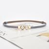Pearl Buckle Thin Waistband Women's Dress Decoration Simple Niche Belt Waist Collection Retro Style Cowhide