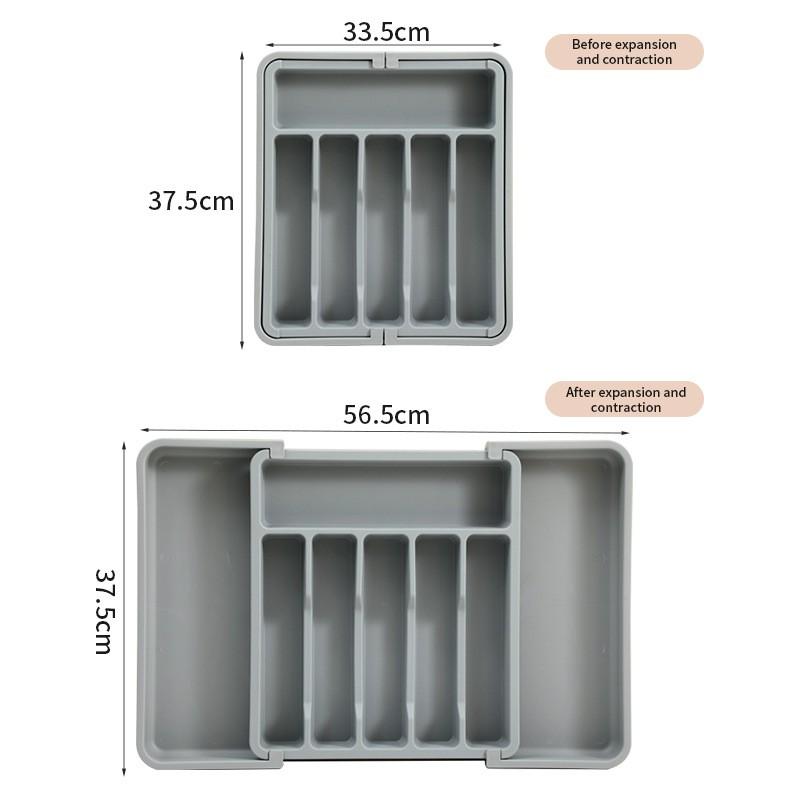 Drawer Organizer, Expandable Utensil Tray for Kitchen, BPA Free Flatware and Cutlery Holder, Adjustable Plastic Storage for Spoo