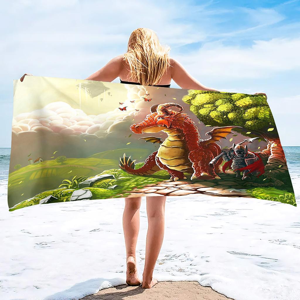 Bath Towel with Dragon Printed,Oversized Beach Towel Absorbent Soft Microfiber Pool Swimming Towels for Adults Teens Large Size