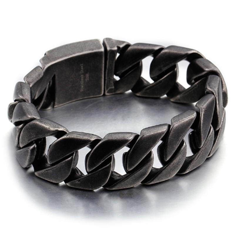 

20MM Кубинская Цепь Толстый Браслет для Мужчин Панк Нержавеющая Сталь Черный/Золотой Цвет Тяжелый Браслет Персонализированный Подарок на Вечеринку Ювелирное Изделие 20mm wide&22cm