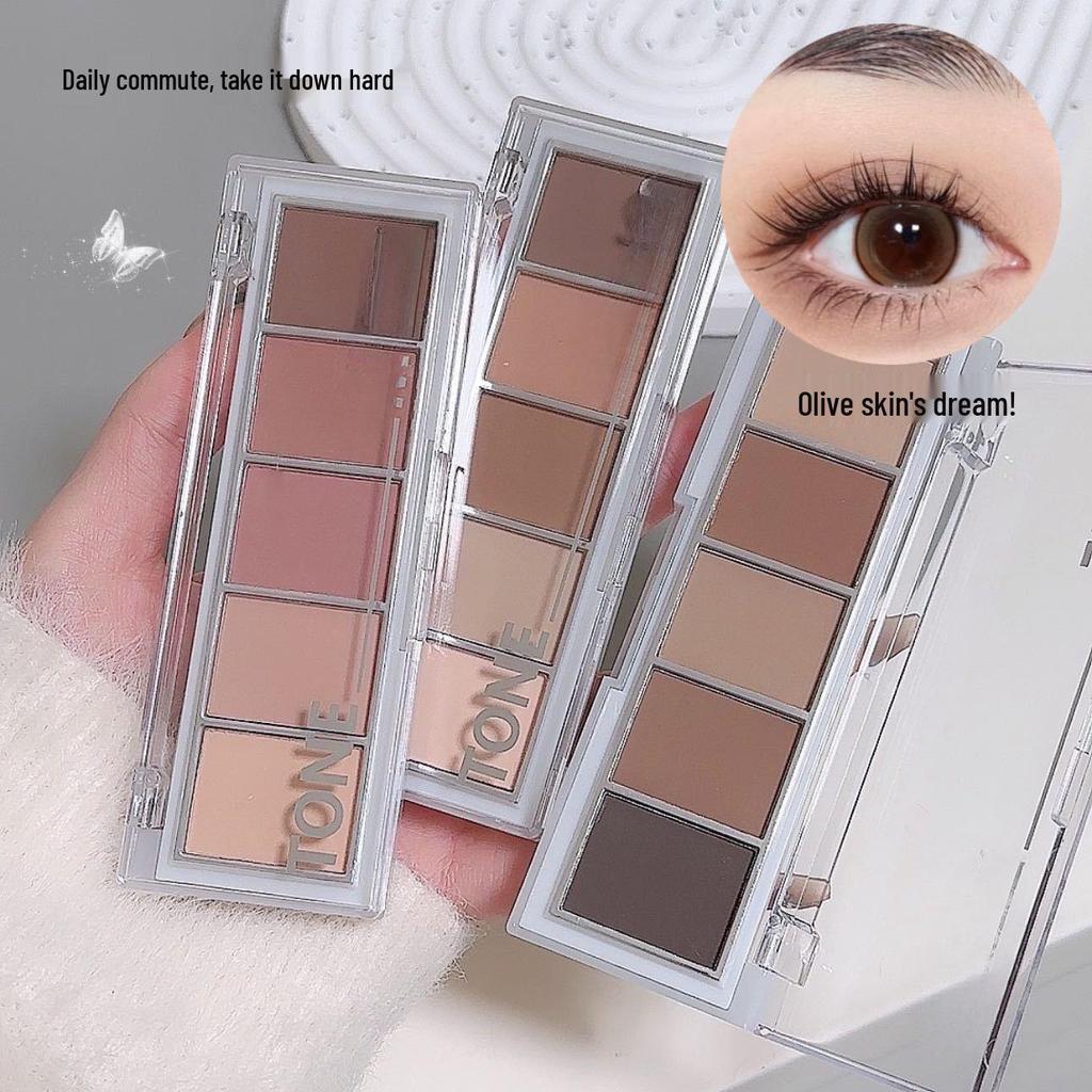 Contour Five-Color Brown Matte Eyeshadow Palette for Beginners - Earth Tone Base & Daily Shading