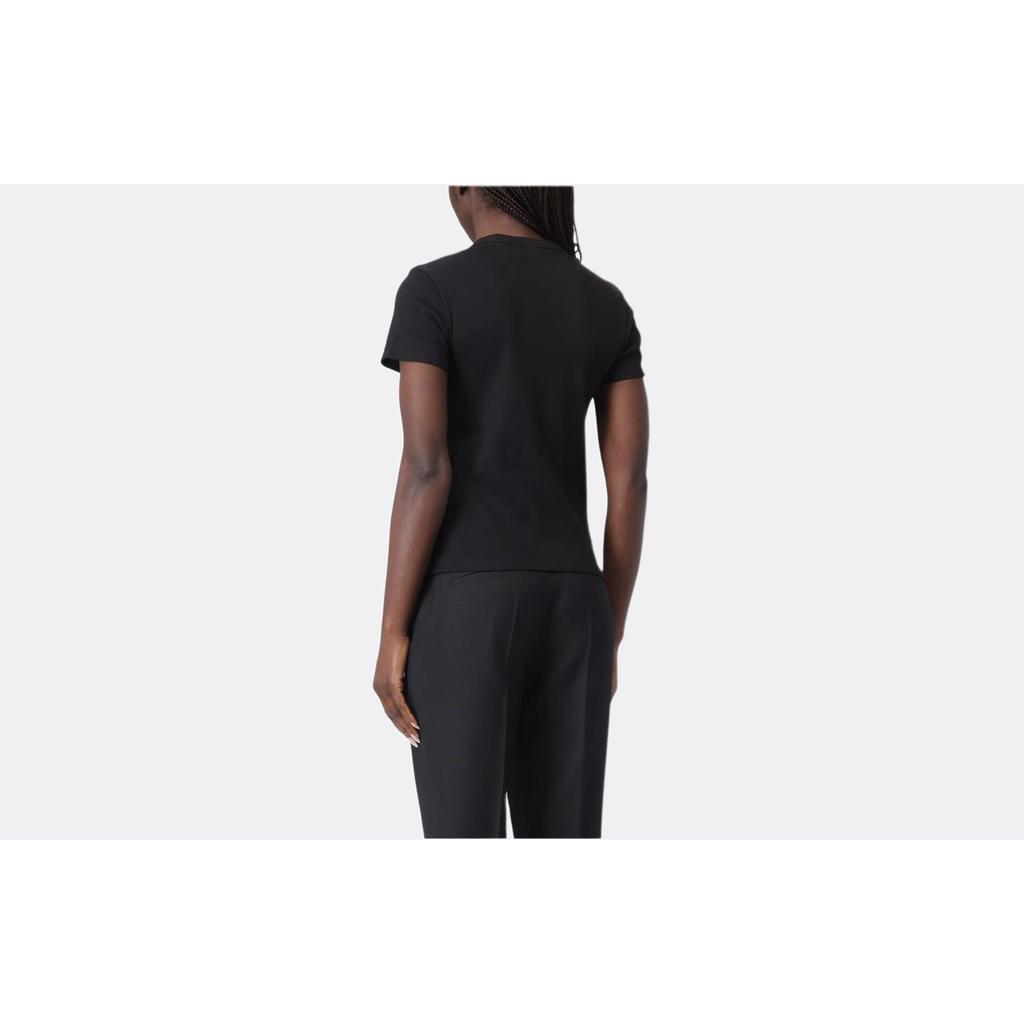 Calvin Klein Logo Print Rundhals Kurzarm T-Shirt Damen Oberteile Schwarz J20J222687-BEH
