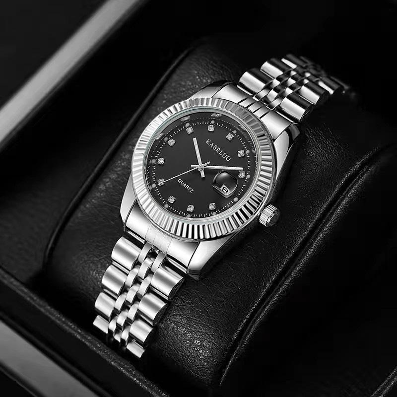 Casaro Waterproof Luminous Quartz Couple Watch with Women's Calendar