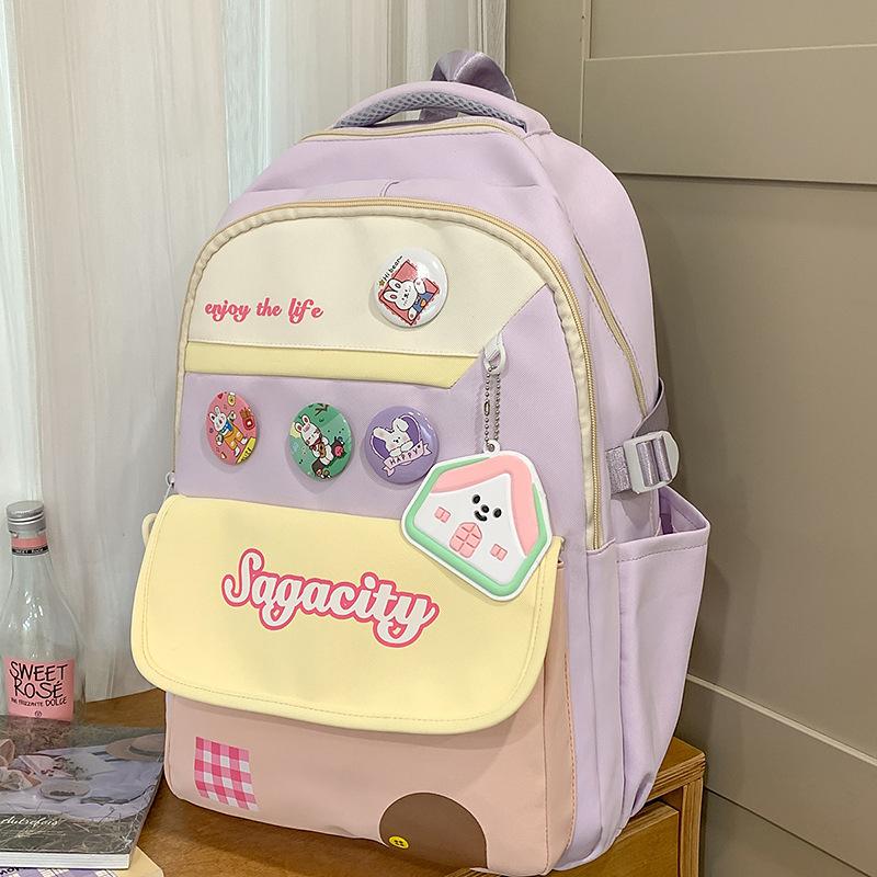 

Стиль колледжа, высокая ценность, свежий и милый рюкзак, рюкзак большой вместимости с контрастной цветной вставкой для учеников средней школы