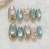 24pcs Pink Almond Press On Nails Flower Pattern False Nails Wearable Stick-on Nails Fake Nail Uñas Postizas