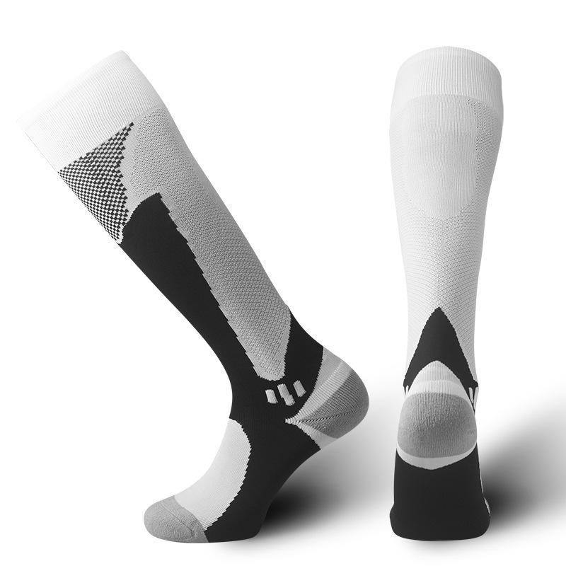 Cross-Border Knee-High Compression Sports Socks - Thickened, Sweat-Wicking, Breathable for Marathon & Football.