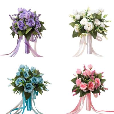 White Artificial Flowers Bouquet White Rose Artificial Flower Bouquets For Wedding Artificial Flowers Suit Wedding Bride Holding