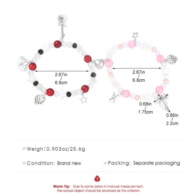 Elastic Love Heart Charm Bracelet with Magnetic Buckle Jewelry Accessory for Easy Wear and Adjustable Fits Daily Use