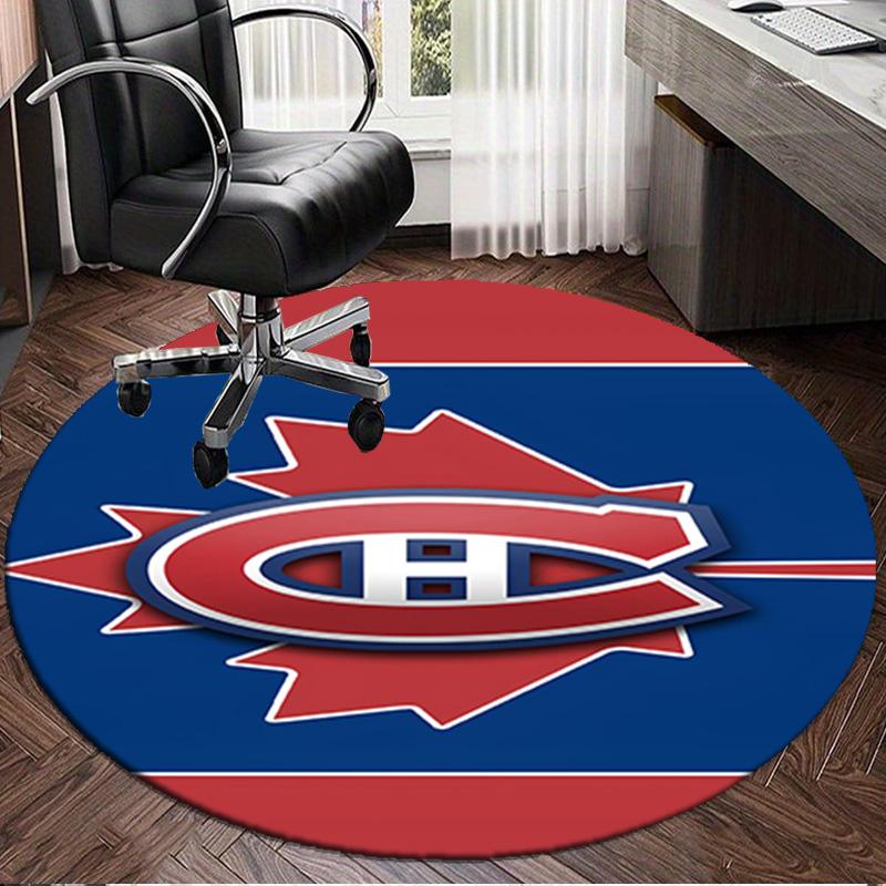 1PC Montreal Ice Storm Round Rug, Non-slip Chair Mat, Home Decor, Circle Carpet Perfect for Office, Bedroom, Living Room,Christmas gift