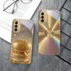 Warm Golden Cute Apple For Samsung Galaxy S 21 S22 S23 Plus S24 Ultra S20 FE 25Ultra S21+ S9+ 22Plus Golden Glass Phone Case