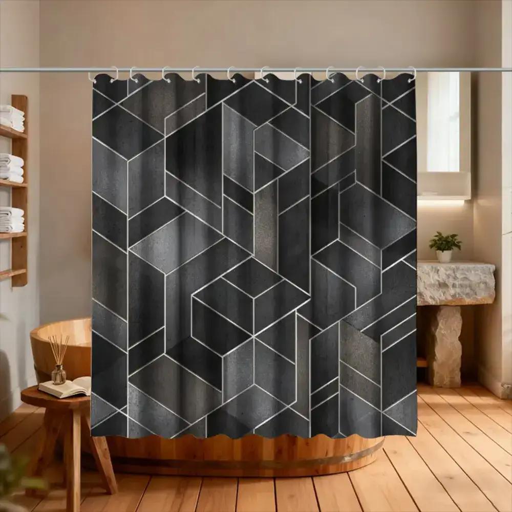 

A Bathroom Shower Curtain Featuring Mosaic Art Collage, Perfect For Anniversaries, Comes With 12 Hooks, Measuring 70.87*70.87Inc W60H190(CM)-1 Pcs