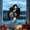 Halloween Window Decorations Grim Reaper Skull Static Clings, Self-Adhesive Spooky Glass Ghostly Decals, Waterproof Stickers for Bedroom Balcony