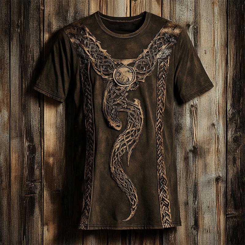 Vintage Men's T-Shirt Artistic Totem Pattern Print Short Sleeve Summer Outdoor Casual Plus Size Tees Top Women Clothing