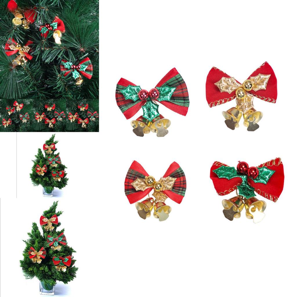 Charmant Ensemble Miniature de Cloches à Nœuds de Noël Pour Couronnes Élégantes et Décorations de Fêtes