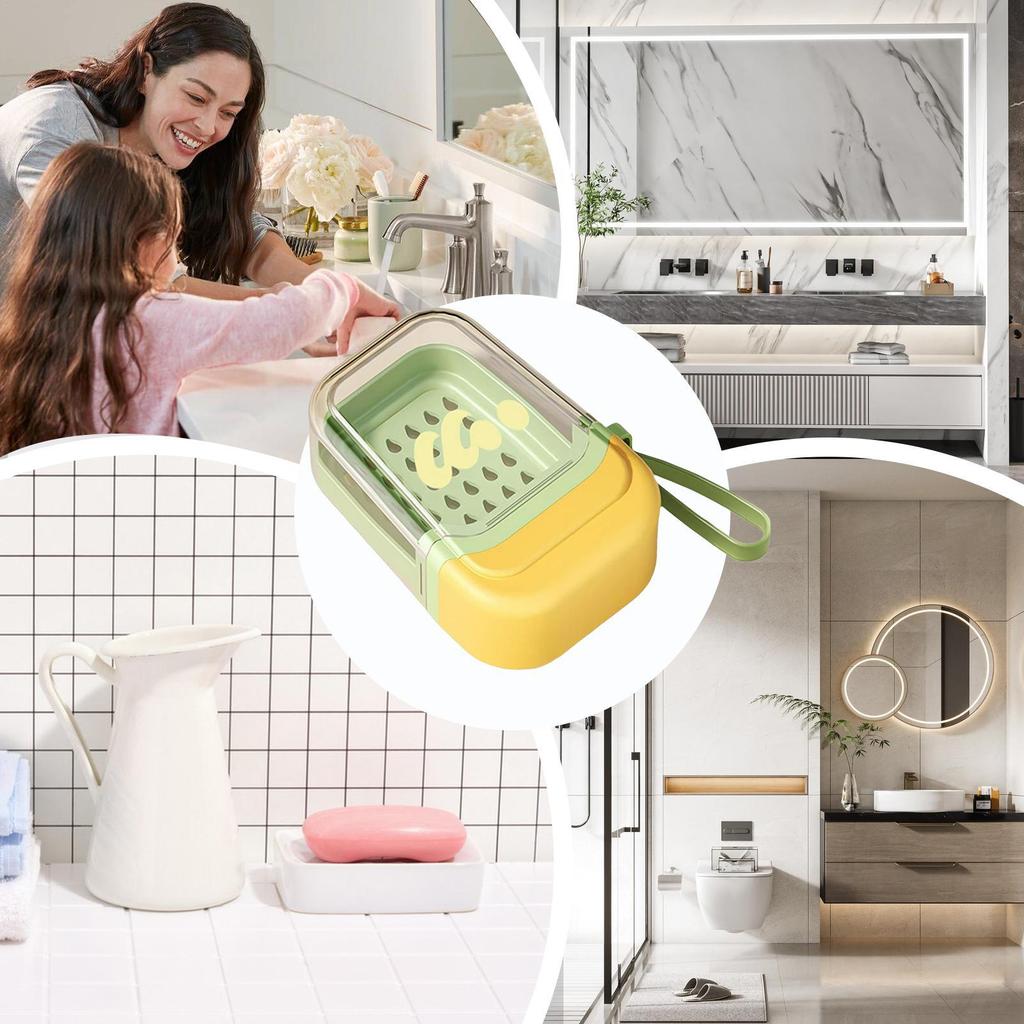 Reise Seifendose Seifenablage Abtropfschale mit Trageband Doppelschichtige Kompakte Ablage für Dusche Outdoor Camping Urlaub Schule