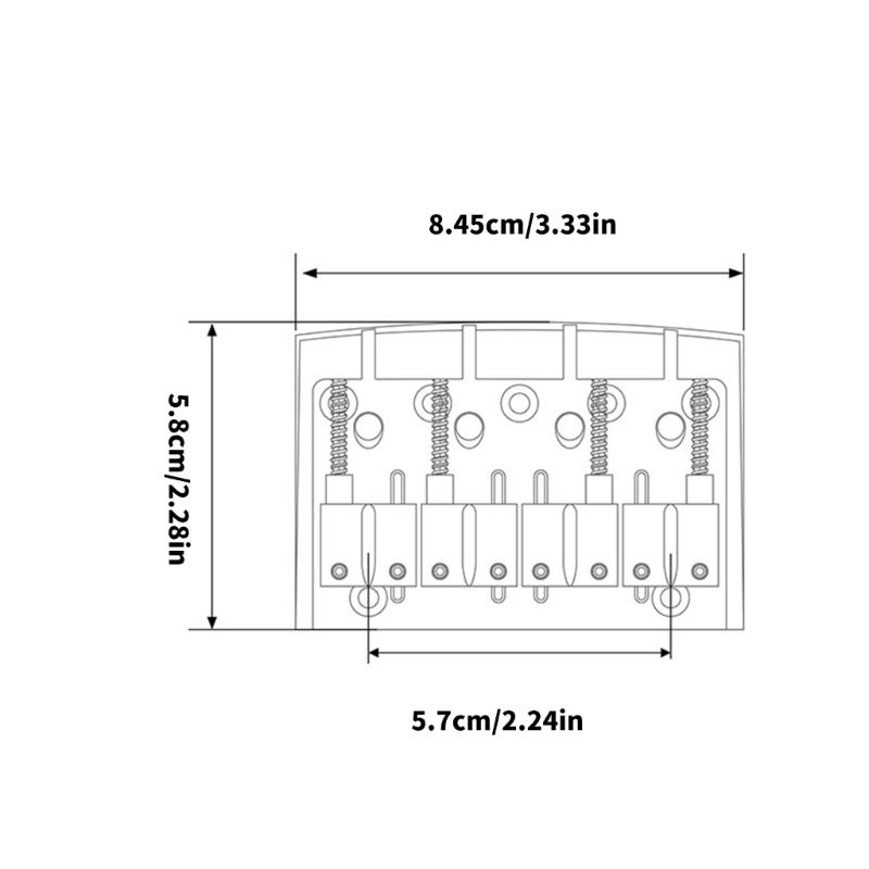 4 Strings Bass Guitar Bridge, Alloy Fixed Hardtail Tailpiece Bridge Saddles with Mounting Screw for Electric Guitar Bass