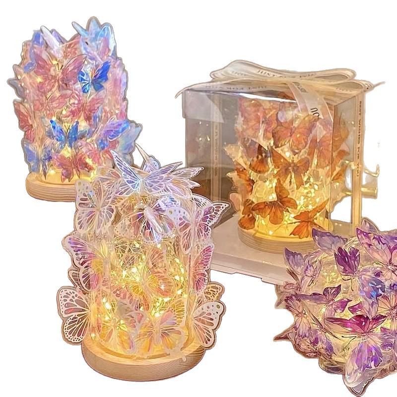 Luminous Butterfly Night Light Ornament - Ancient Style for TV Cabinet or Desk Decor